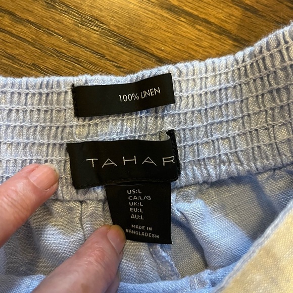 Tahari 100% Linen Soft Light Blue Pants  size L  Cruise Beach Summer natural - Picture 4 of 8